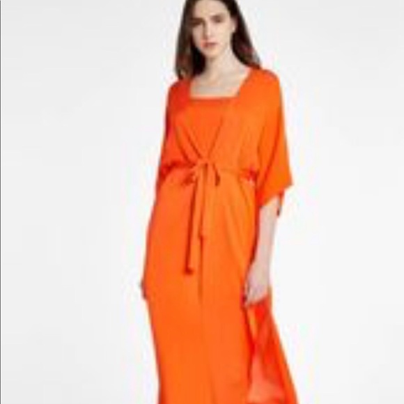 Halston Heritage Orange Kimono Gown Size 2 - Picture 3 of 8